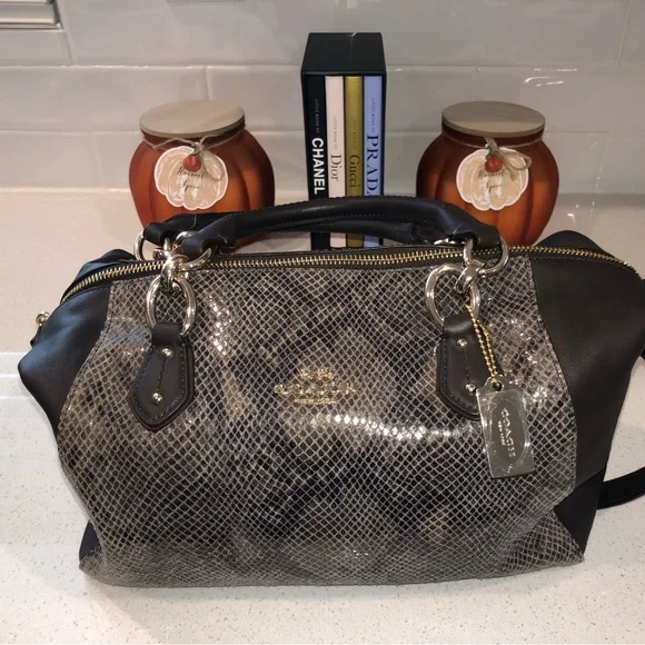 Coach Collette Satchel Python Leather Bag (2014) NWOT - Picture 3 of 15